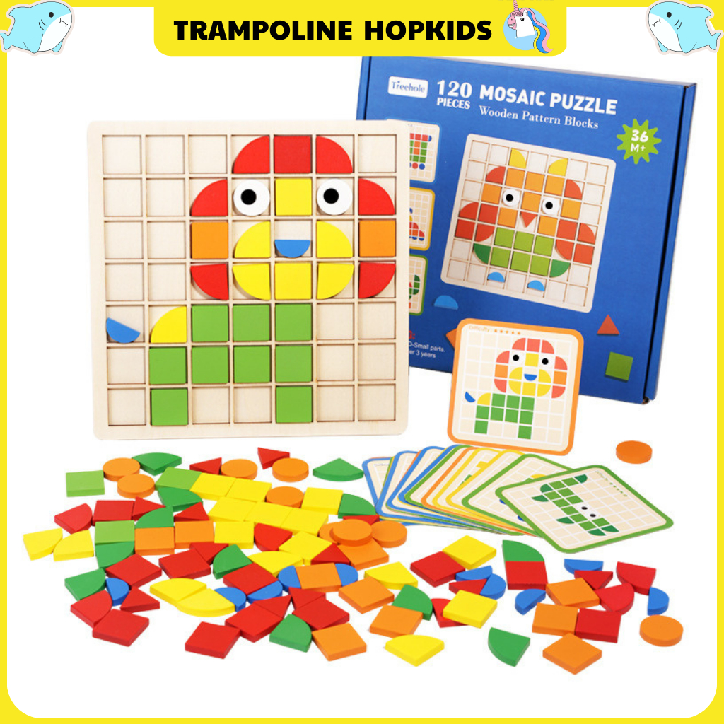 Product image Đồ Chơi Xếp Hình Mosaic Puzzle 120 Miếng Ghép Hình Học Bằng Gỗ 3D Xinh Xắn Cho Bé Học Màu Sắc, Hình Khối Montessori 9